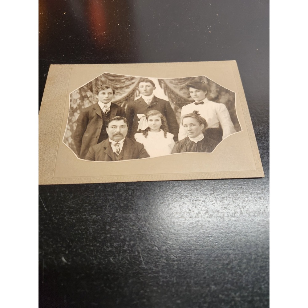 Victorian Cabinet Card Photograph Family Group Portrait Antique Mounted 1890s